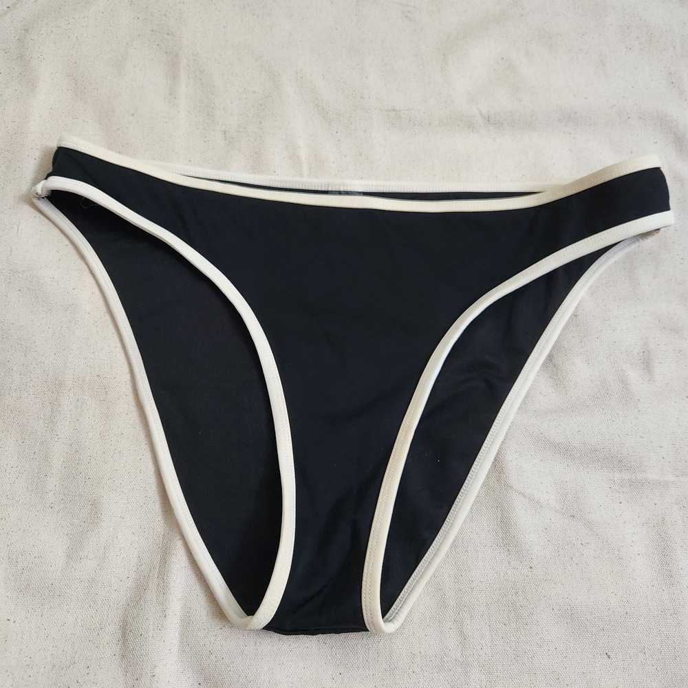 Good American Black White Contrast Trim Bikini Bottoms Swimwear XL 1XL